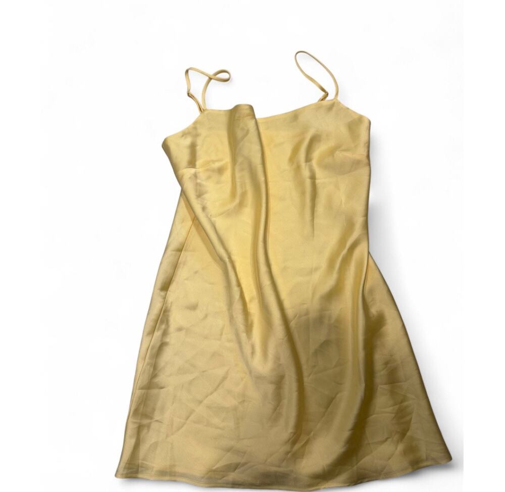 Show me Your MuMu Yellow silk dress with spaghetti straps